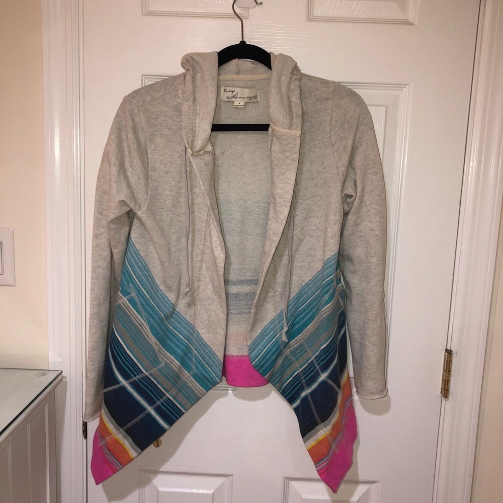 Vintage Havana gray striped hooded cardigan